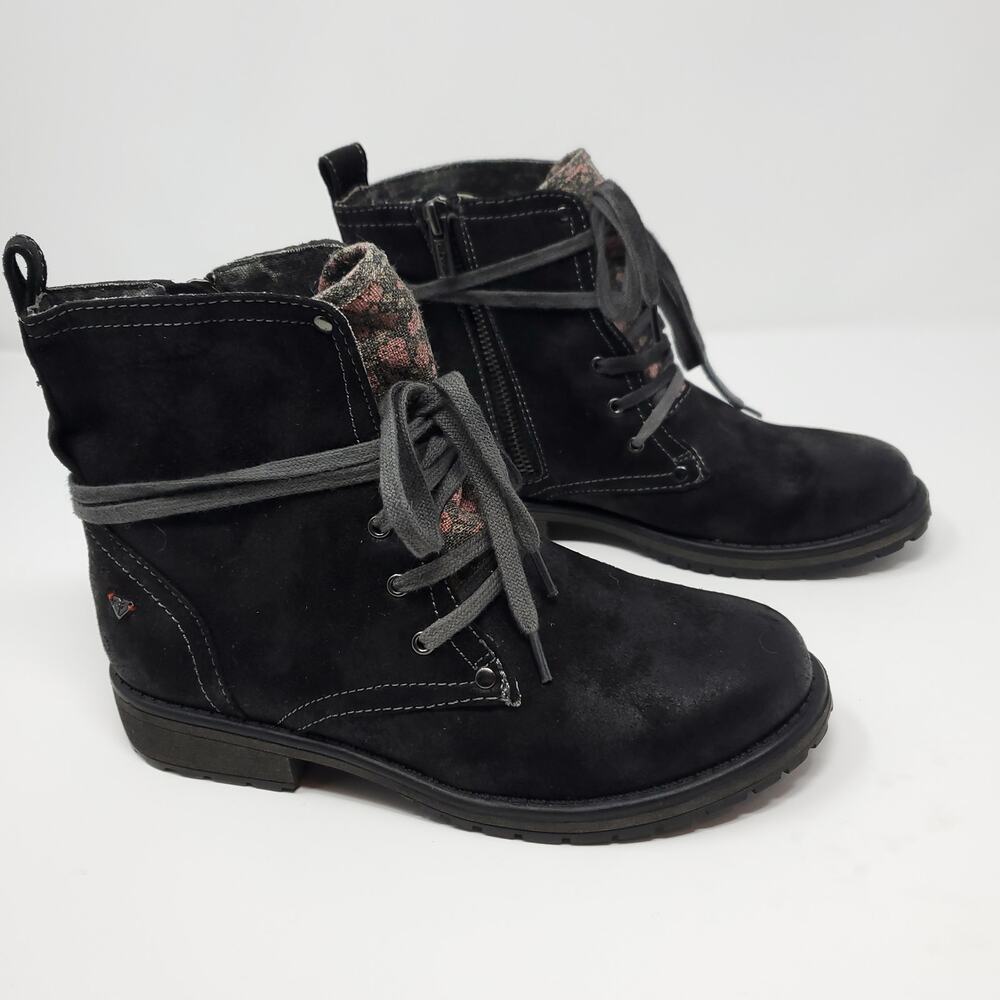 Roxy RG Bowman - Lace-up Faux Leather Boots in Black Size 3